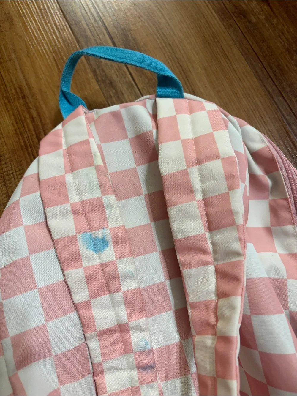 Pura Vida Pink and White Checkerboard Backpack with adjustable straps